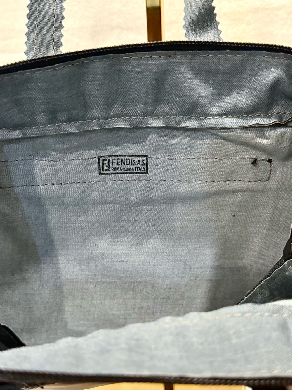 Vintage Fendissime Brown Coated Nylon Small Duffle Handbag - Picture 8 of 9